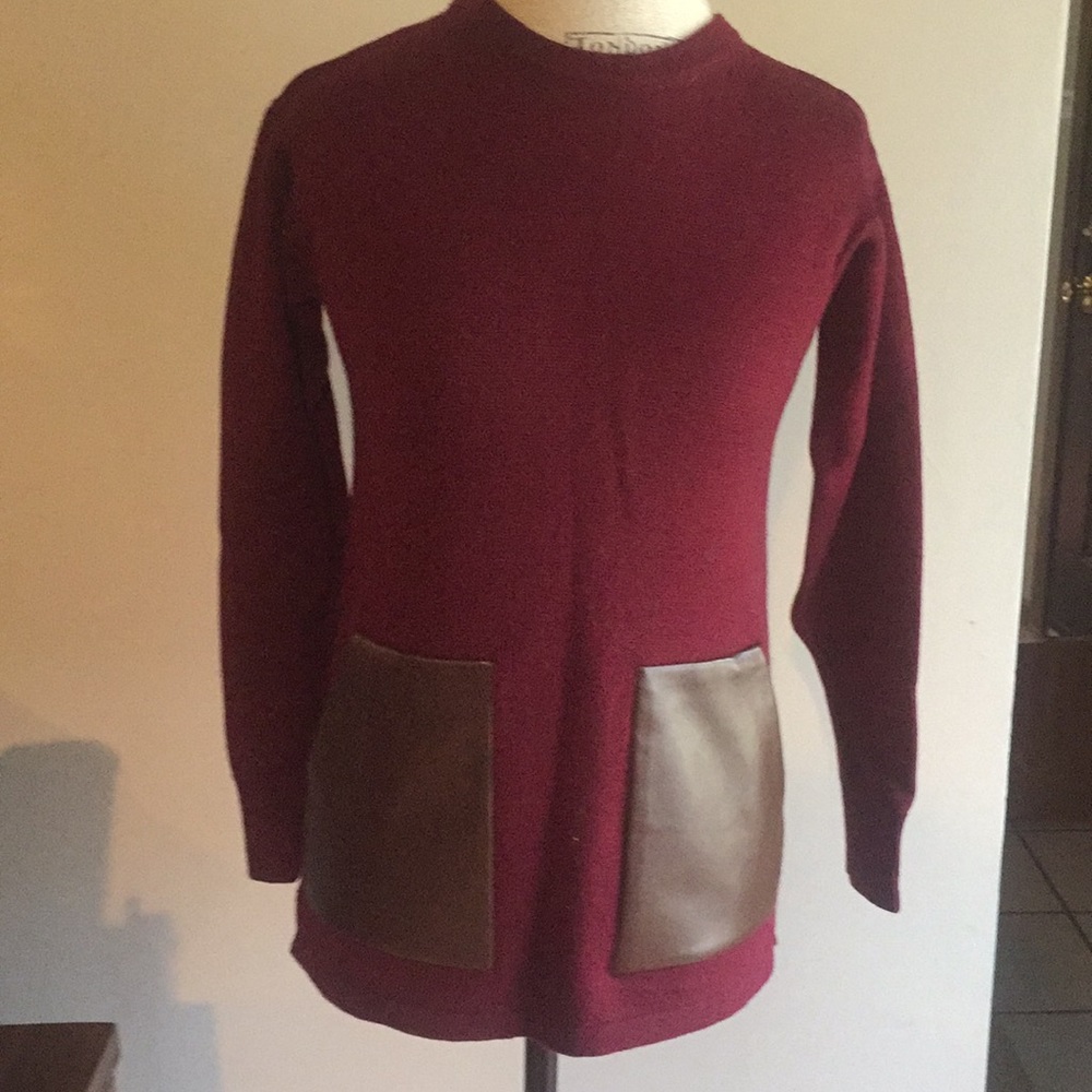J.Crew Merino Wool Faux Leather Pocket Sweater